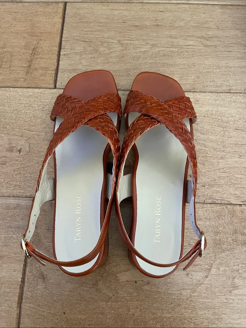 Taryn Rose Chestnut Braided Leather Slingback Sandals